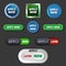 Apply now buttons in different styles, vector icons