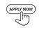 Apply now job submit button line icon. Vector apply now click cursor