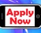 Apply Now On Phone Shows Job Applications