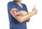 Apply painkillers to arm  , arm muscle pain from inflammation