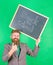 Apply for sensational educational offer. Special offer discount sale school season. Man bearded teacher holds blackboard