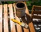 Applying varnish on wood table chair finish