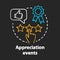Appreciation events chalk concept icon. Customer experience idea. Feedback collecting. Clients reviews. Service awards