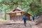 Approach to Atago Shrine on Mt. Atago in Kyoto, Japan. Atago Shrine is a Shinto shrine on Mount Atago