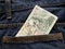 approach to back pocket of jeans in blue with Czech banknote