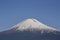 Approach to the popocatepetl volcano in the state of Puebla, Mexico, with snow and smoke coming out of the crater