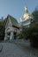 Approach to Saint Nikolas Russian Church, Sofia with golden onion domes