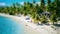 appropriate effect Tilt-Shift transforms the usual beach to a miniature paradise island with palm trees and white sand