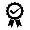Approval badge, quality checked mark vector icon illustration