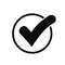 Approval check icon isolated, quality sign, black tick â€“ vector