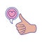 Approval hands with heart isolated icon