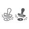 Approval stamp line and glyph icon, allow and stamper, rubber stamp sign, vector graphics, a linear pattern on a white