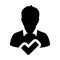 Approve Avatar icon vector male user person profile symbol in flat color glyph pictogram