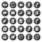 Approve icon set in flat style. Check mark vector illustration on black round background with long shadow effect. Tick accepted