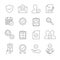 Approve line icons on white background. Editable stroke