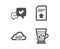 Approve, Quick tips and Upload file icons. Frappe sign. Accepted message, Helpful tricks, Load document. Vector