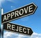 Approve Reject Signpost Showing Decision To Accept Or Decline