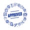 Approve Related Signs Round Design Template Thin Line Icon Concept. Vector