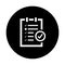 Approve, tasks, complete icon. Black vector Illustration