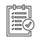 Approve, tasks, complete line icon. Outline vector