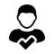 Approve User icon vector male person profile avatar symbol in flat color glyph pictogram