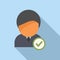 Approved candidate manager icon flat vector. New online business