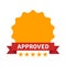 Approved certificate icon with five stars