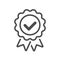 Approved or certified badge correct mark icon line vector