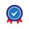 Approved certified icon. Certified seal icon. Accepted accreditation symbol with checkmark.