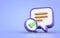 Approved Checkmark box and Social media message. Chat background