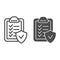 Approved document line and glyph icon. Checkboard vector illustration isolated on white. Verified list outline style
