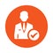 Approved, employee, recruitment icon. Orange vector design