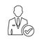 Approved, employee, recruitment outline icon. Line vector design