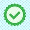 Approved icon. Profile Verification. Accept badge. Green tick symbol, icon, sign in green color. Done. Confirmed account icon.