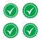 Approved icon. Profile Verification. Accept badge. Quality icon. Check mark. Sticker with tick.