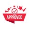 Approved Rubber Stamp, Approved Icon, Seal Of Approval, Tested And Verified Badge With Check Mark, Accepted Sign, Authorized Badge