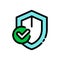 Approved safety color line icon. Safeguard check mark concept.