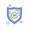 Approved safety color line icon. Safeguard check mark concept. Security, protection element. Sign for web page, mobile app