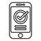 Approved smartphone control icon outline vector. Rule policy