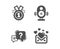 Approved, Speaker and Question mark icons. Love mail sign. Winner badge, Music sound, Quiz chat. Vector