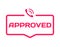 Approved stamp in flat style on white background. Support confirm dialog bubble icon with ring phone mark. Vector