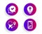 Approved, Swipe up and Airplane icons set. Smartphone broken sign. Chat message, Scrolling page, Plane. Vector
