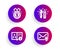 Approved, Technical algorithm and Creativity icons set. Verified mail sign. Vector