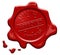 Approved text on red wax seal