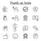 Approved & thumb up icons set in thin line style