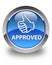 Approved (thumbs up icon) glossy blue round button