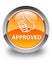 Approved (thumbs up icon) glossy orange round button