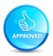 Approved (thumbs up icon) splash natural blue round button