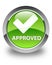Approved (validate icon) glossy green round button