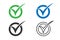 Approved, verified and protected icons. Guarantee, approval, acceptance and quality vector badges. Isolated vector